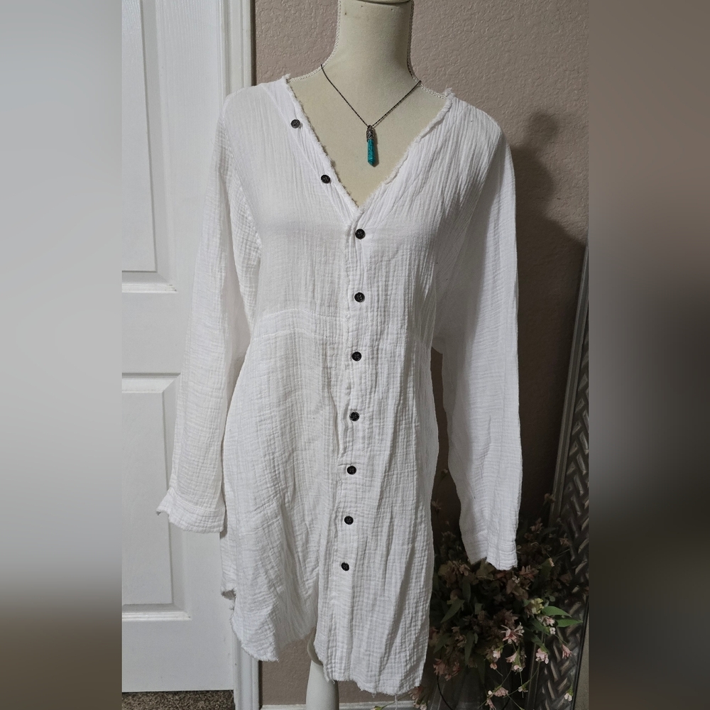 White Button-Down Tunic Dress - image 2
